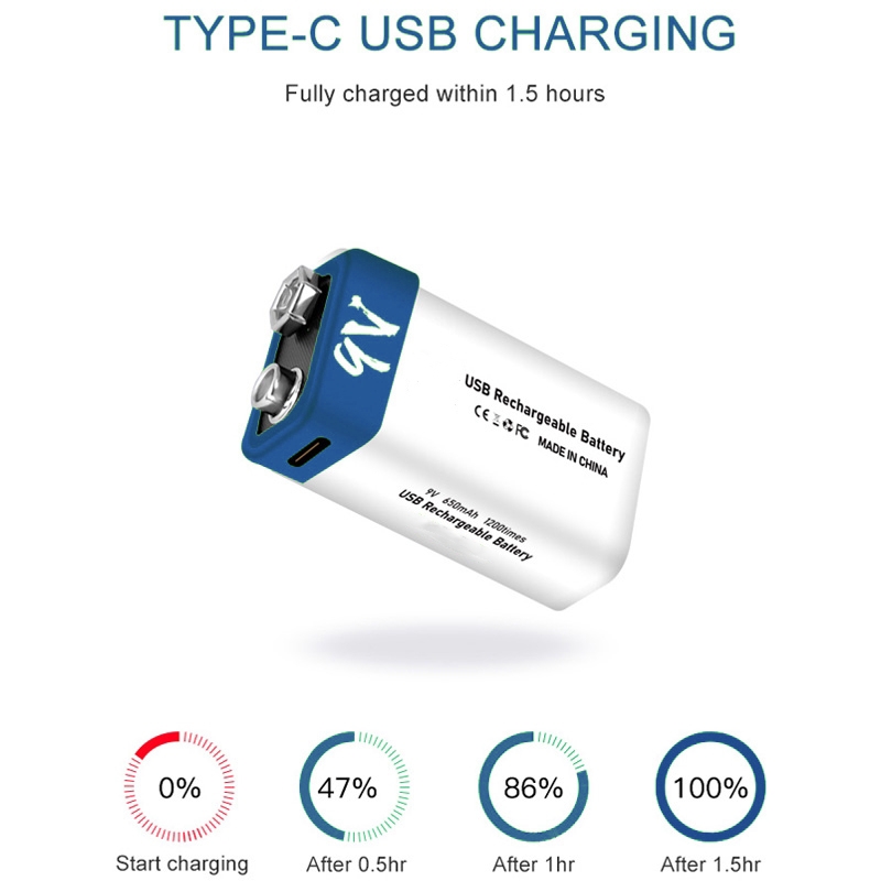 9v rechargeable battery usb