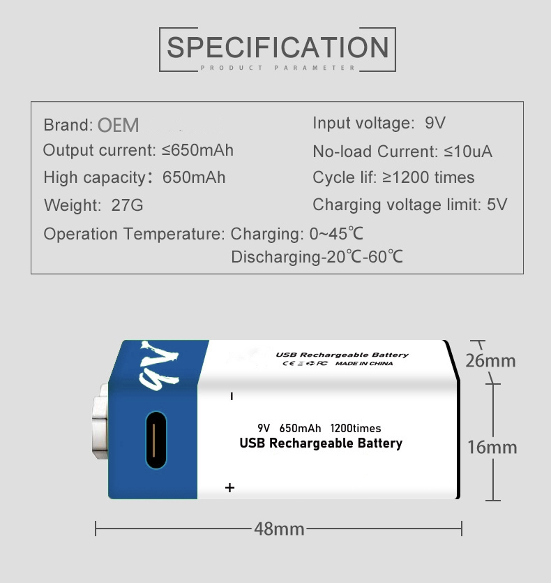 rechargeable 9v lithium batteries